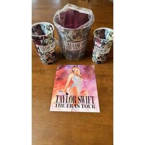 TAYLOR SWIFT THE ERAS TOUR MOVIE POPCORN Bucket Pink Tin + 2 Cups & Poster -new